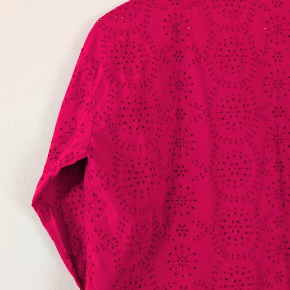 Free People Dream Together Collared Button Up Red Eyelet Top - Women's XS - Picture 12 of 13